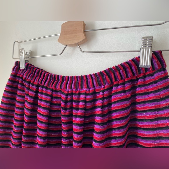Velvet multicolour and metallic textured stripe skirt - Picture 6 of 9